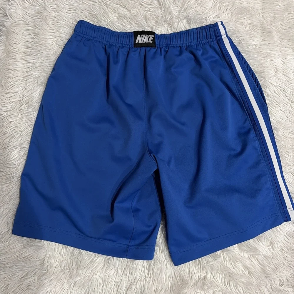 Nike Shorts Mens Medium Blue Basketball Swoosh Logo Side Stripes Y2K Athletic